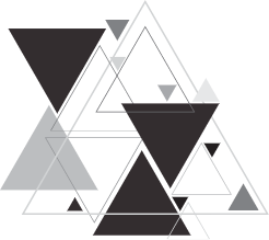 Several overlapping triangles in varying shades of gray and black